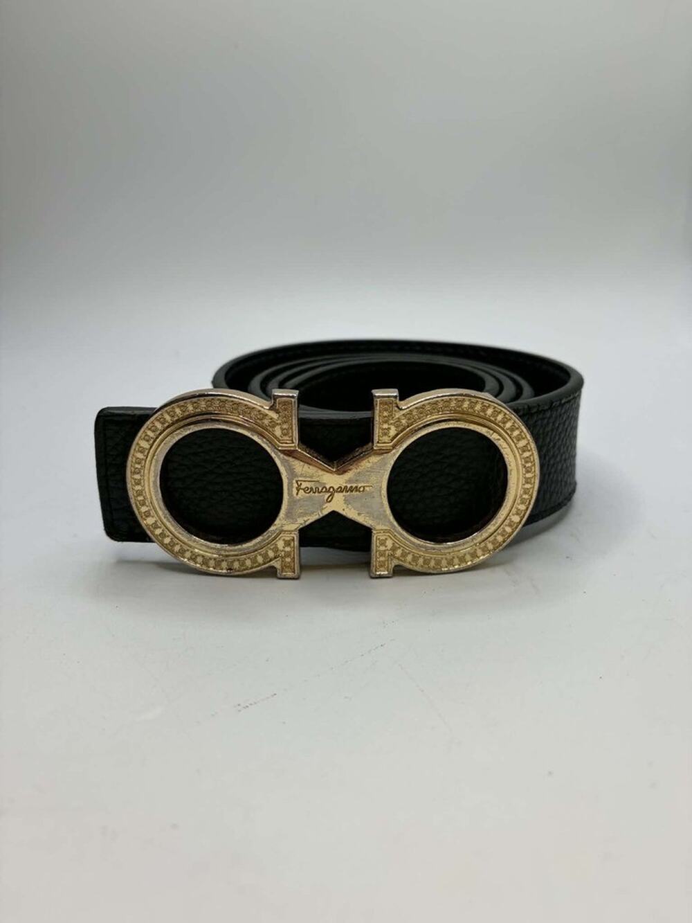 Salvatore Ferragamo Gancini Engraved Leather Belt 46in/115cm SPB-EB 371852